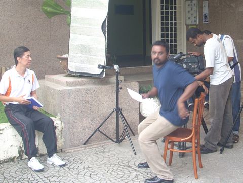 Sifu Yeap being filmed for a TV interview